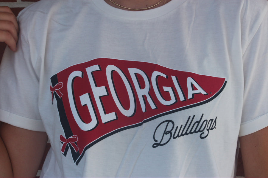 Georgia Pennant Wave w Bows Short Sleeve Boyfriend Tee