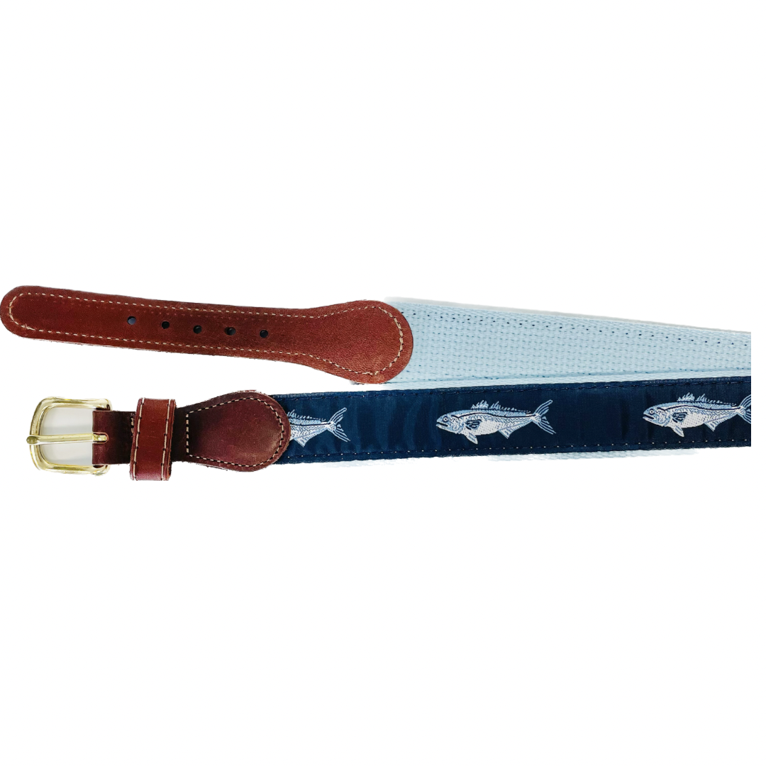 Blue Fish Leather Tab Belt