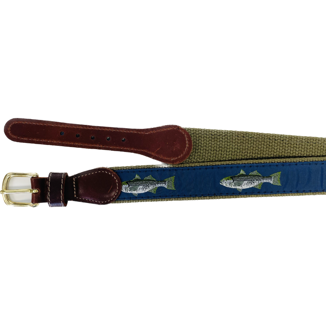 Green Fish Leather Tab Belt