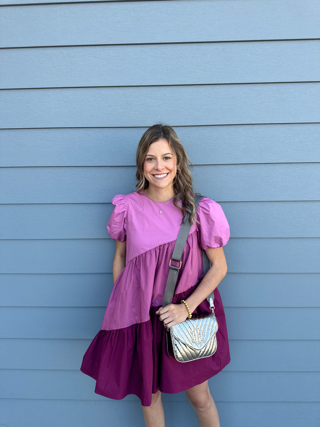 Asymmetrical Color block Puff Sleeve Dress – Wiregrass Designs