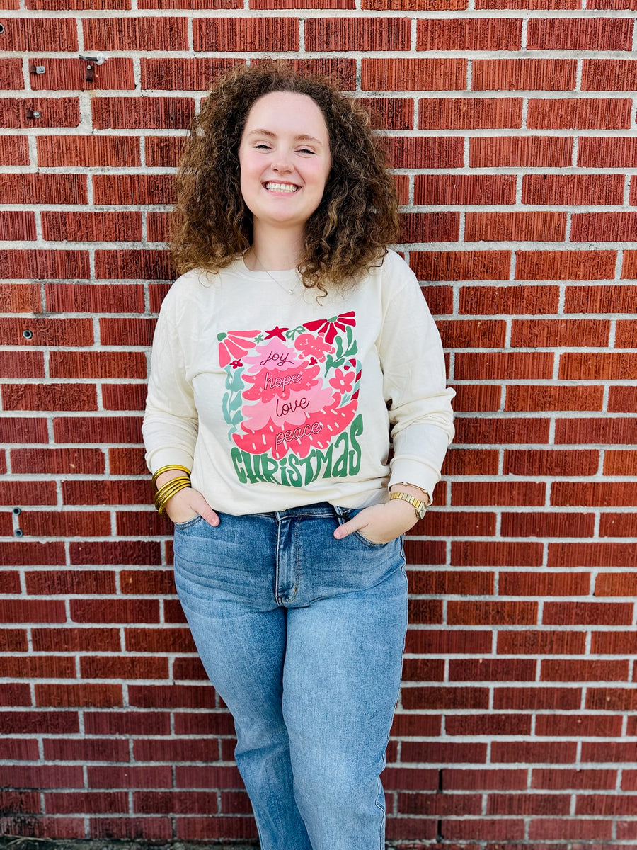 Joy Hope Love Peace Long-Sleeve Christmas Tee