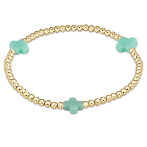 Enewton Egirl Signature Cross Gold Pattern 3mm Bead Bracelet - Mint