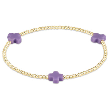 Enewton Signature Cross Gold Pattern 2mm Bead Bracelet - Purple