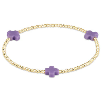 Enewton Signature Cross Small Gold Pattern 2mm Bead Bracelet - Purple