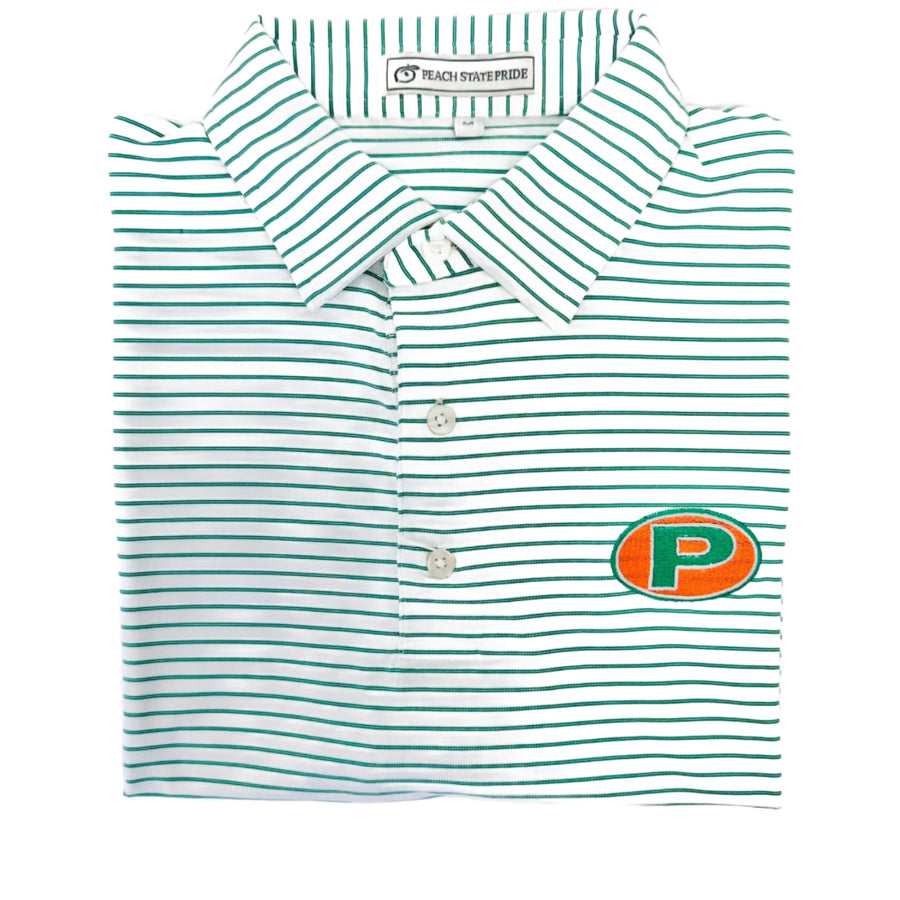 Peach State Heathered Laurel Pine Green & White Performance Polo Blank