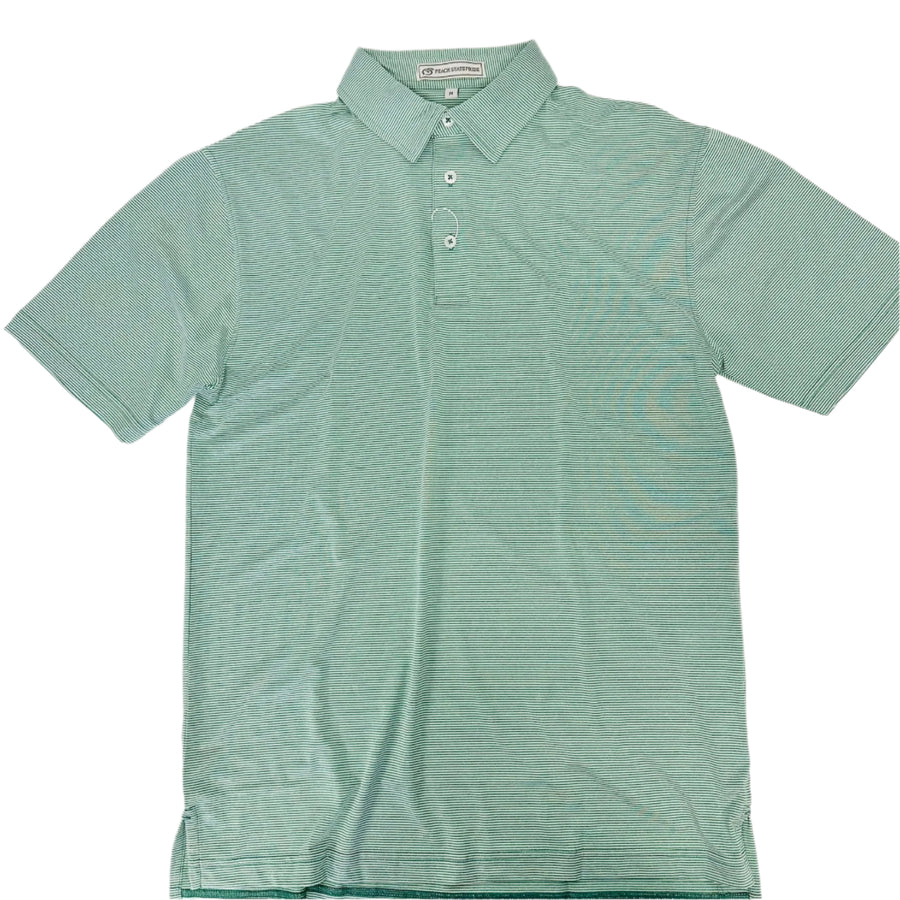 Peach State Pride Heathered Jasmine Performance Polo - Pine Green & White