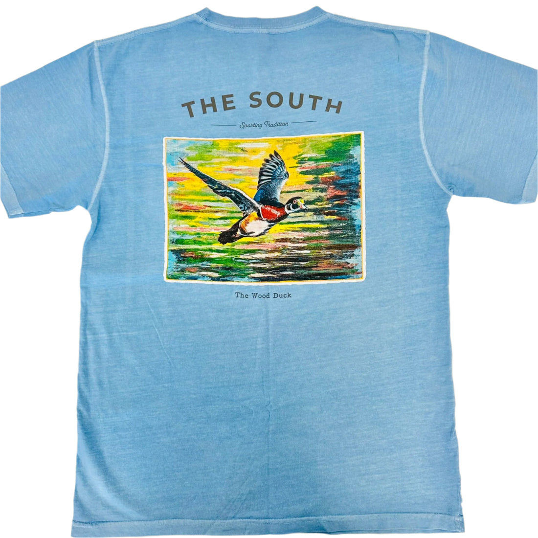 Peach State Pride American Co Wood Duck SS Pocket Tee - Weathered Barrier Blue