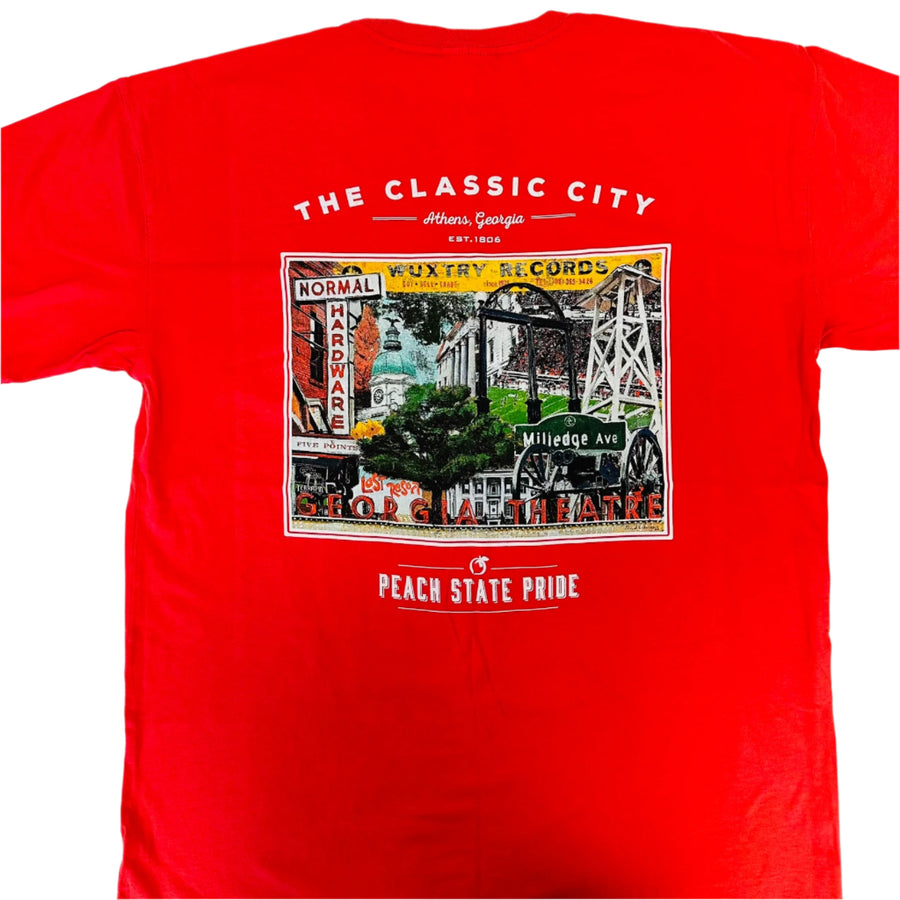 Peach State Pride Classic City Establishments SS Pocket Tee - Nantucket Red