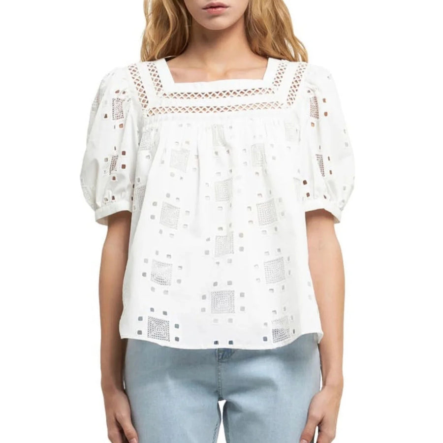 Square Neck Embroidered Top