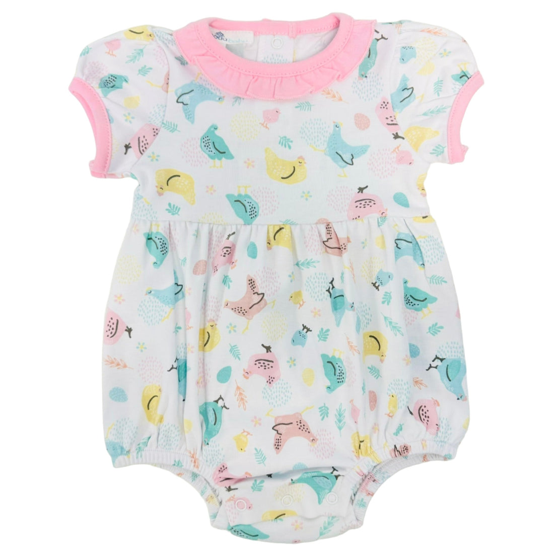 Magnolia Baby Chickadees Printed S/S Girl Bubble