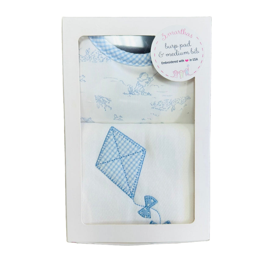 3 Marthas Bib and Burp Box Set-Blue Kite