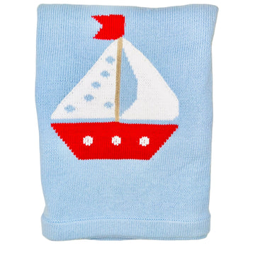 Little English Intarsia Sailboat Blanket