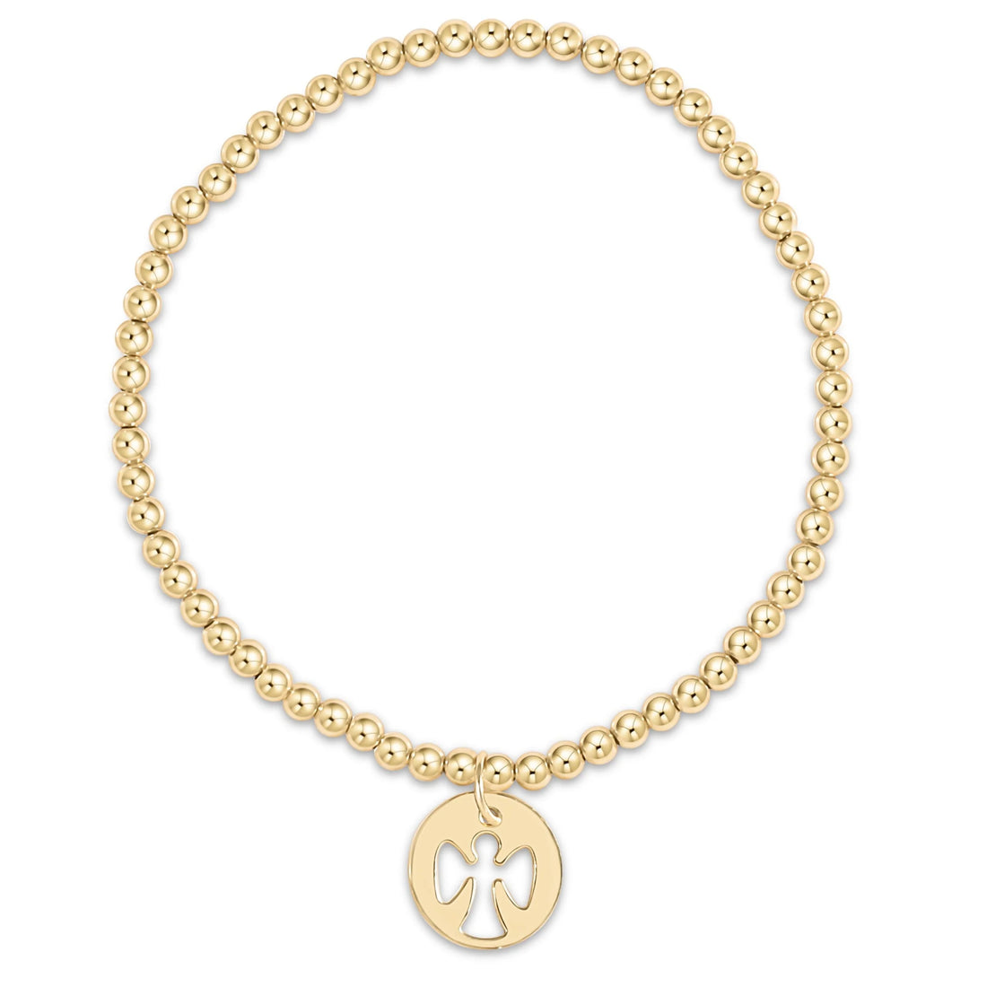 Classic Gold 3mm Bead Bracelet - Guardian Angel Charm