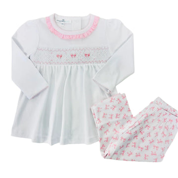 Magnolia Baby Bows Smocked Printed Ruffle 2pc Pant Set