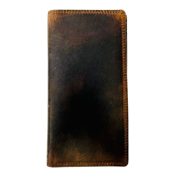 Jack Bull Honey Brown Leather Checkbook Wallet