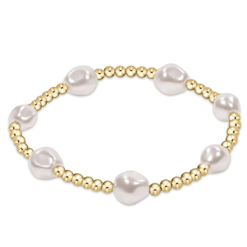 ENewton Admire Gld 3mm Bead Bracelet-Pearl