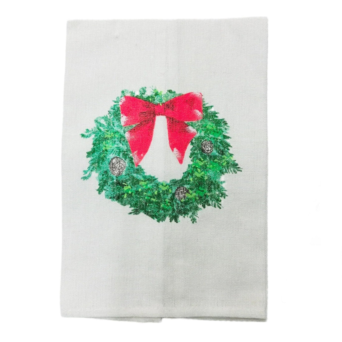 Mud Pie Wreath Painted Tea Towel