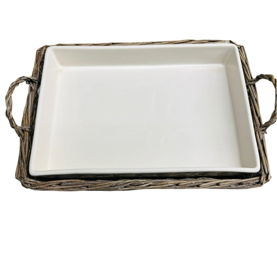 Mud Pie Rectangle Baker in Willow Basket