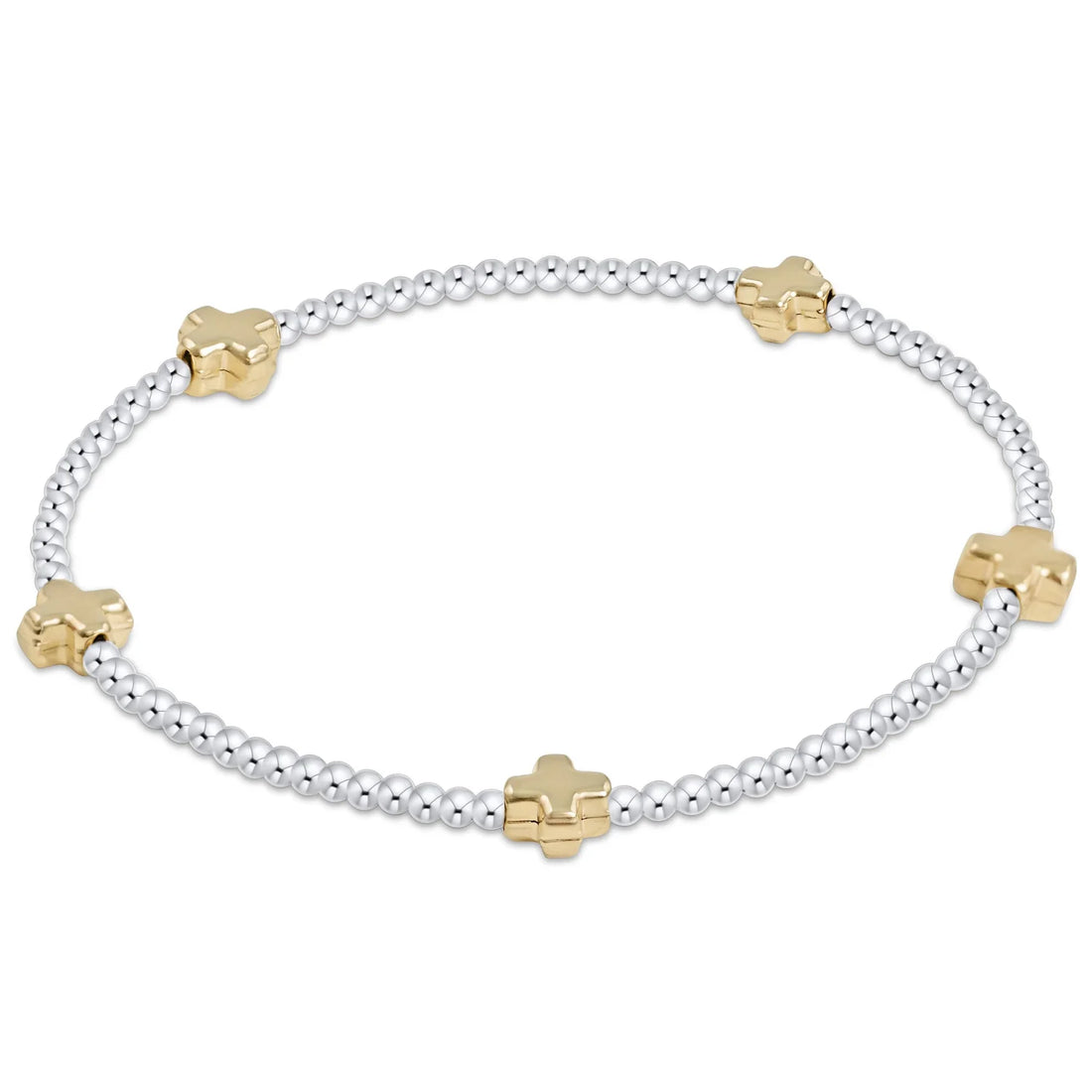 Enewton Signature Cross Small Sterling Mixed Metal Pattern 2mm Bead Bracelet - Gold