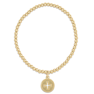 Enewton Classic Gold 3mm Bead Bracelet Signature Cross Gold Disc