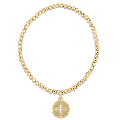 Enewton Classic Gold 3mm Bead Bracelet - Signature Cross Gold Disc