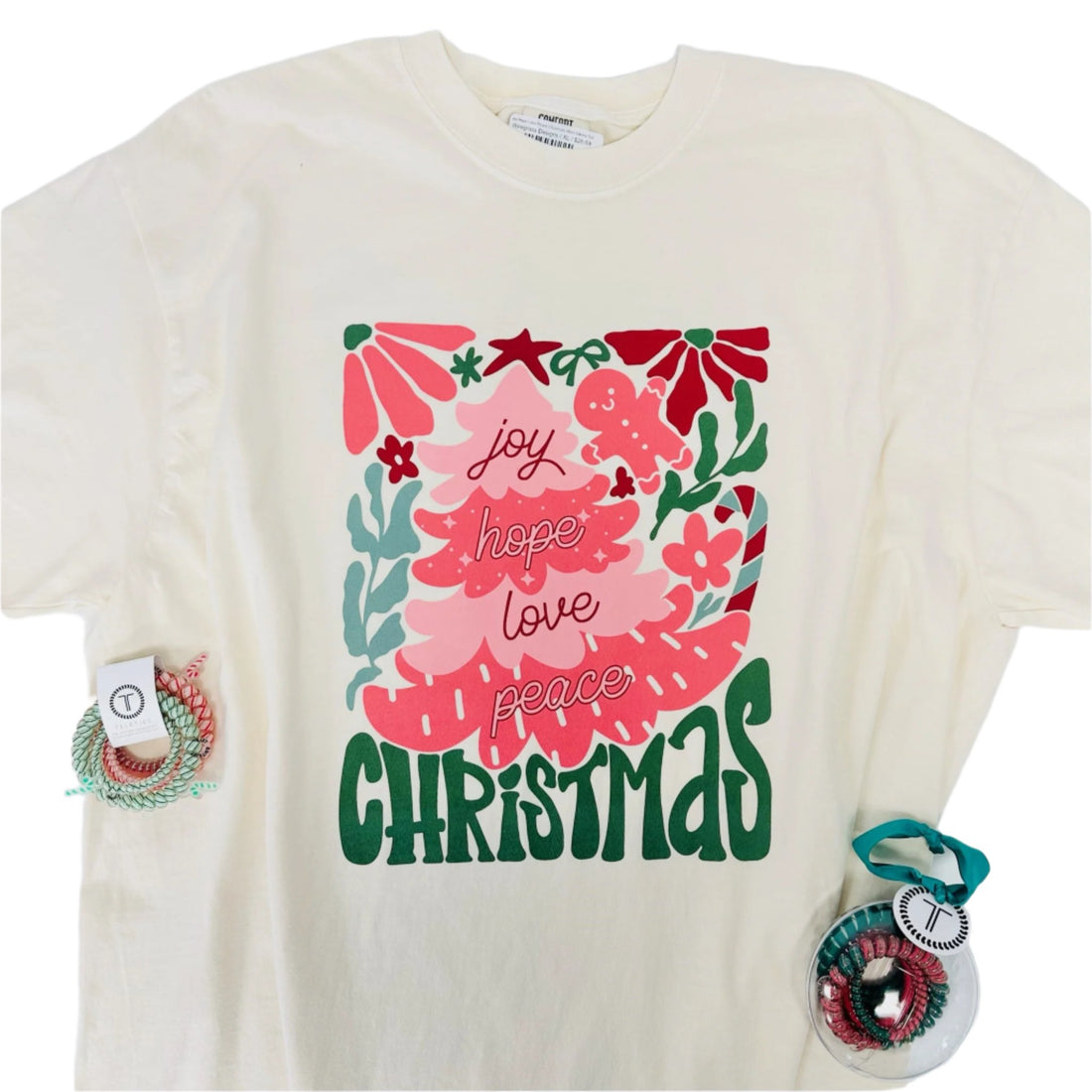 Joy Hope Love Peace Christmas Short-Sleeve Tee