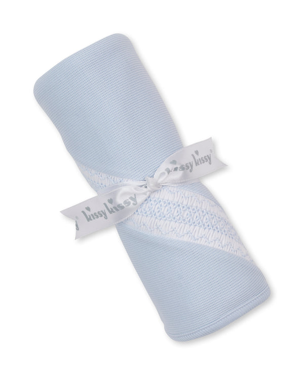 Kissy Kissy CLB Punto Ingles Blue Hand Smocked Blanket