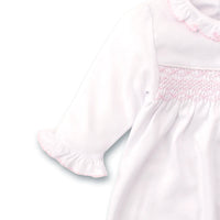 Kissy Kissy Hand Smocked CLB Charmed White/Pink Sack Gown