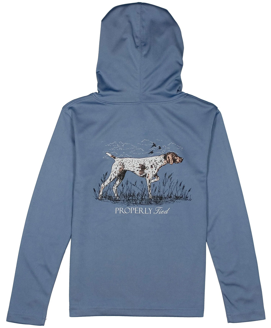 Properly Tied Boys Shade Performance Hoodie Pointer Stone Blue