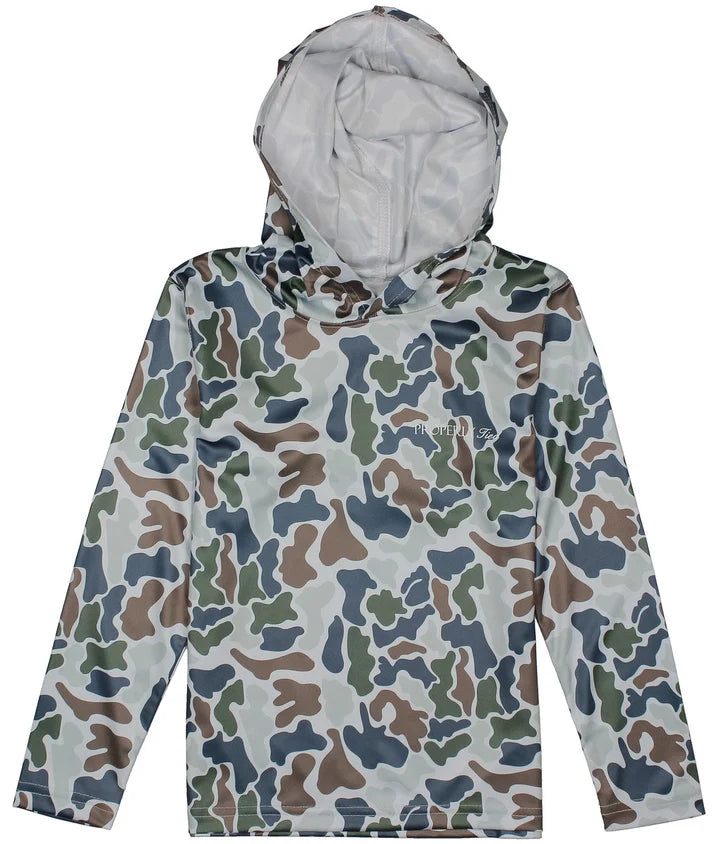 Properly Tied Boys Sportsman Performance Hoodie- Terra Camo