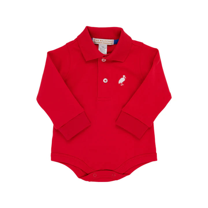 Beaufort Bonnet Prim and Proper Polo LS Pima Onesie Richmond Red/Worth Avenue White