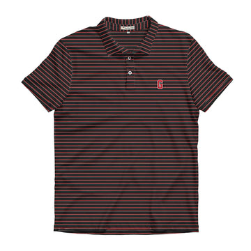 Peach State Pride UGA Block G Black, White, & Red Poplar Performance Polo