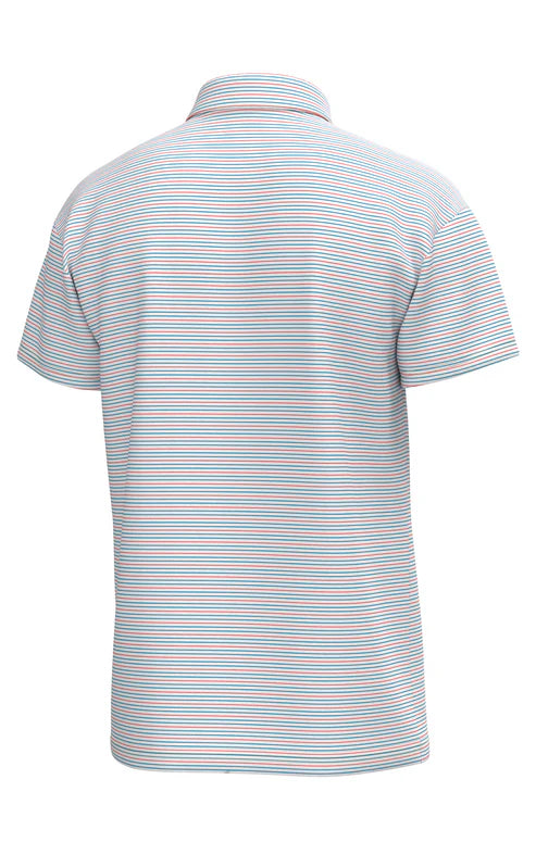 Southern Point Youth Bayside Stripe Performance Polo - Bayside Stripe White/Hawaiian Blue
