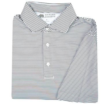 Onward Reserve Birdie Stripe Performance Polo-White/Black