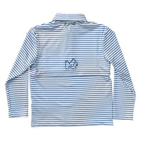 Prodoh Long Sleeve Pro Performance Polo- Moonlight Blue Stripe