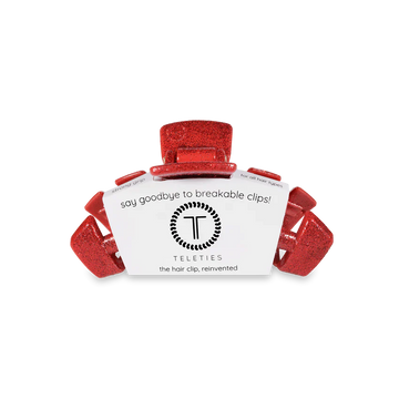 Teleties Open Red Glitter Tiny Hair Clip