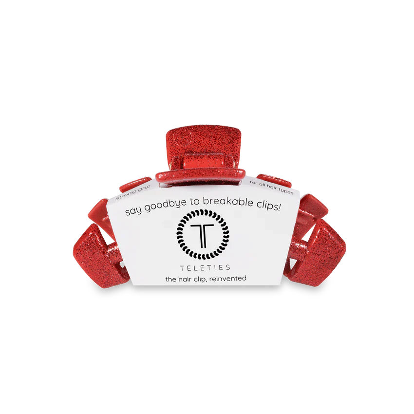 Teleties Open Red Glitter Tiny Hair Clip