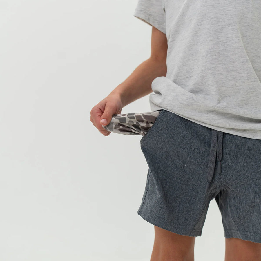 Burlebo Youth Athletic Short - Grizzly Grey/Deer Camo Liner
