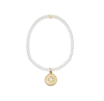 Enewton Extends Classic Pearl 3mm Bead Bracelet - Signature Cross Gold Disc