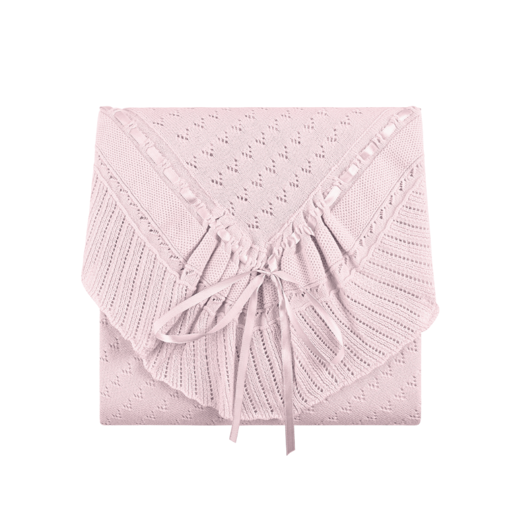 Pointelle Knit Ruffle Blanket