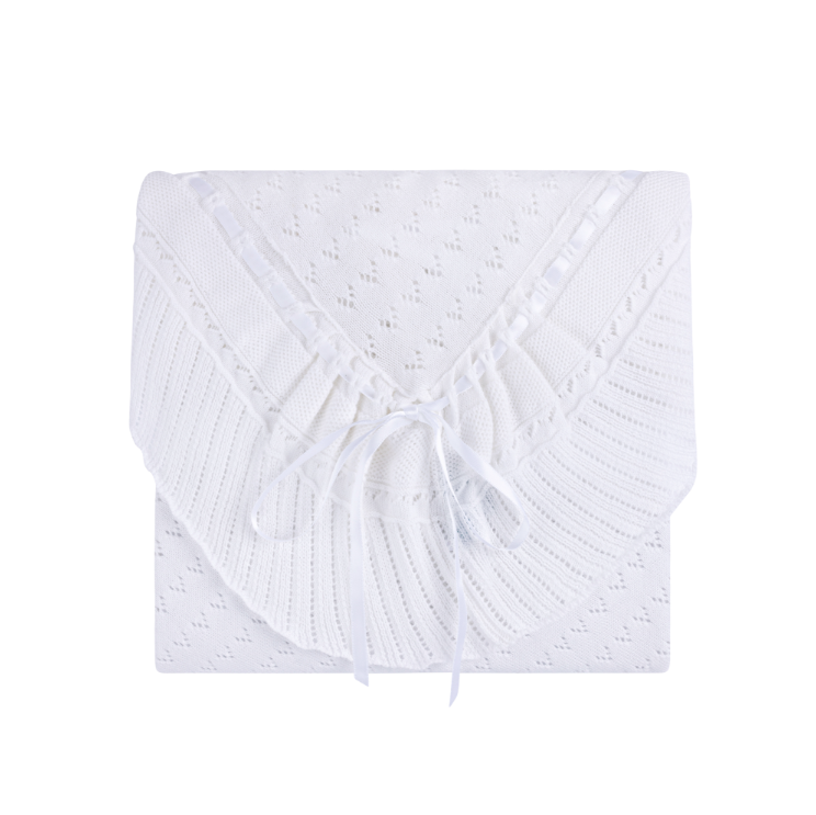 Pointelle Knit Ruffle Blanket