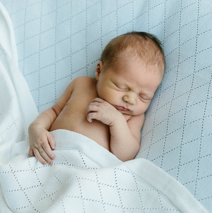 Diamond Pointelle Knit Ruffle Blanket