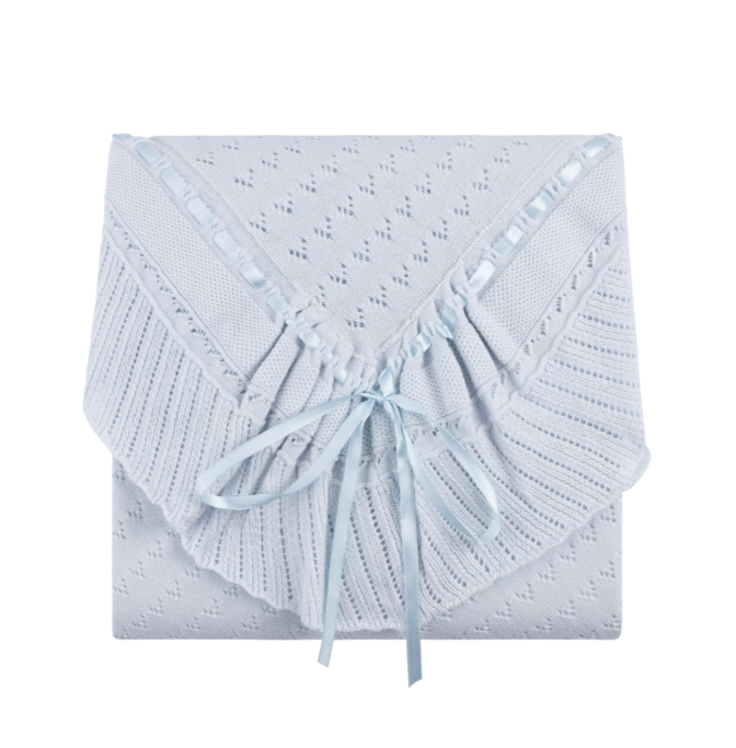 Pointelle Knit Ruffle Blanket