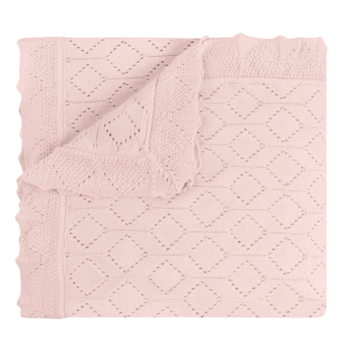 Diamond Pointelle Knit Ruffle Blanket