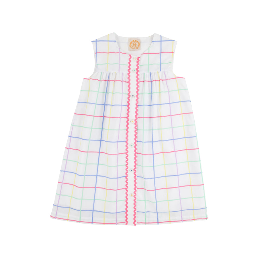 Beaufort Bonnet Tabitha Teacher's Pet Dress - Water Street Windowpane/Worth Ave White