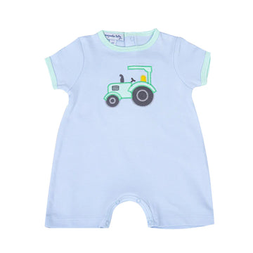 Magnolia Baby Tractor Time Applique Short Playsuit