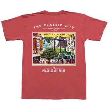 Peach State Pride Classic City Establishments SS Pocket Tee - Nantucket Red