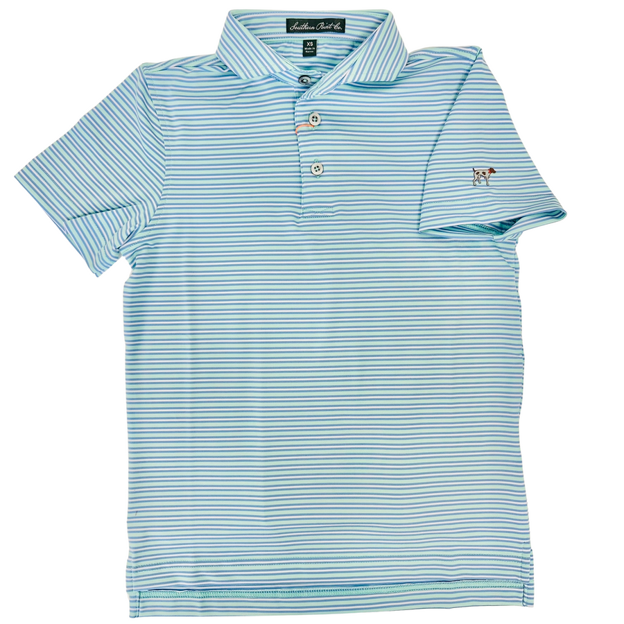 Southern Point Youth Gulf Stream Stripe-Sea Green Washed Blue -White