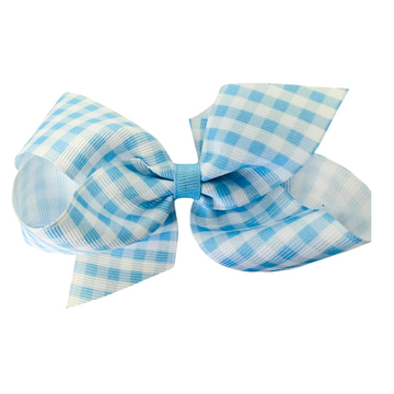 Wee Ones Medium Gingham Print Bow- Blue