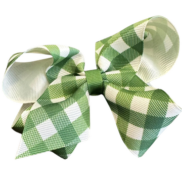 Wee Ones Medium Gingham Print Bow- Green